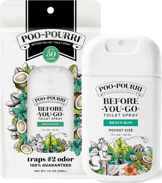 Poo-Pourri Before-You-Go Pocket Toilet Spray, Travel Essentials, Beach Bum, 1 Fl Oz, Up to 50 Uses, On-The-Go Bathroom Odor Deodorizer with Essential Oils, TSA Approved Size, Coconut Orchid Scent by Unknown