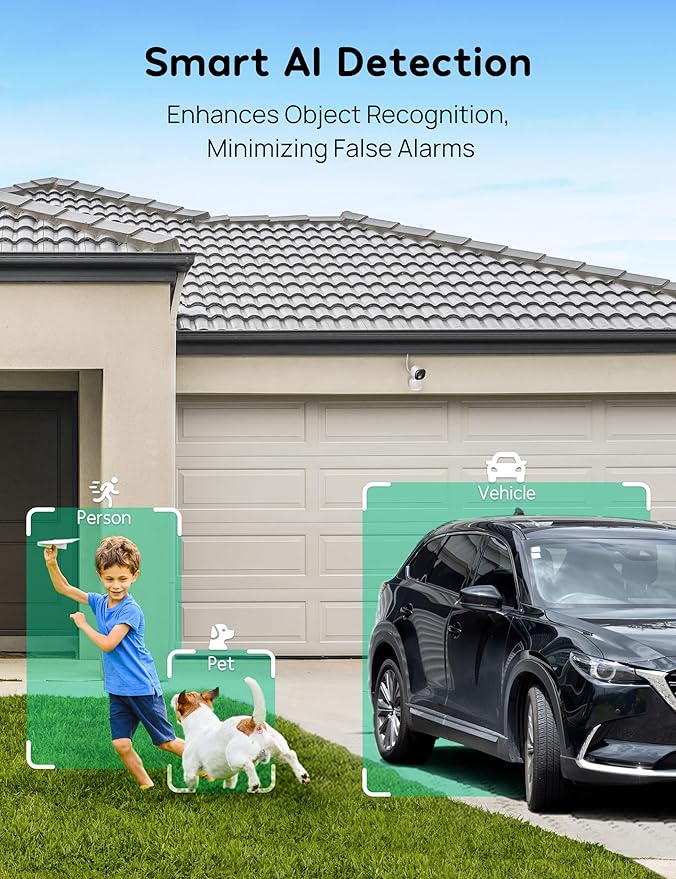 winees Security Cameras Outdoor, Wired 2K Wi-Fi Cameras for Home Security, 2.4G Indoor Camera, Human/Pet AI Detection, Color Night Vision, 2-Way Audio, Support Cloud/128G SD Card Storage - Image 3