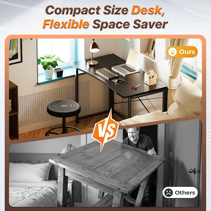 Huuger Folding Desk for Small Spaces, 31.5 Inch Foldable Computer Table, Easy Assembly, for Home Office, Study, Bedroom, Dorm, Space Saving, Small Writing Work Office Computer Desk, Black - Image 3