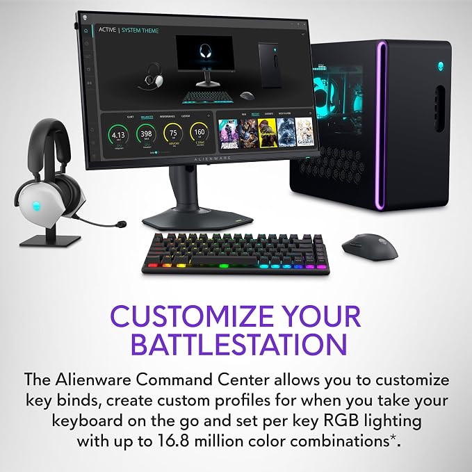 Alienware Pro Wireless Gaming Keyboard, Linear Mechanical, RGB | 2.4GHz, Bluetooth 5.1, USB Wired, N-Key Rollover, Adjustable Height, PBT Double-Shot Keycaps, Dark Side of the Moon - Image 9