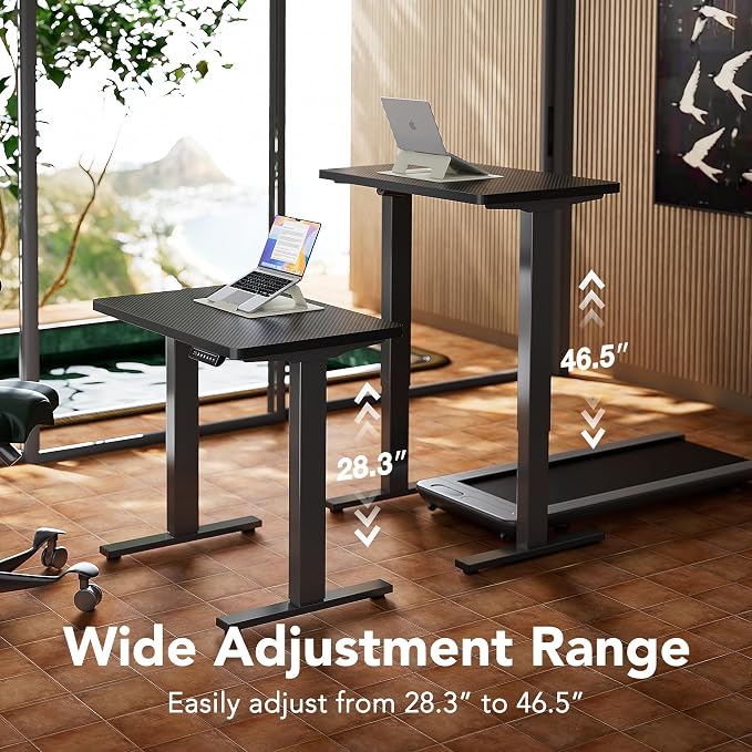 HUANUO Electric Standing Desk,40" x 24" Height Adjustable Desk, 4 Memory Height Settings, Sit to Stand Up Desk for Home Office, with Headphone Hook, Cable Manager, Carbon Fiber Black - Image 4