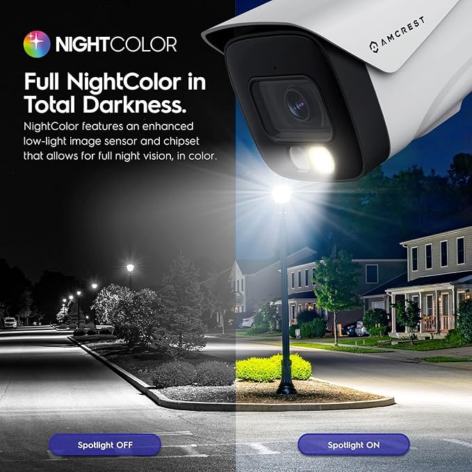 Amcrest UltraHD 4K (8MP) IP PoE AI Camera, FOV 129°, 49ft Color Nightvision, Security Outdoor Bullet Camera, Human & Vehicle Detection, Active Deterrent, 4K @15fps, IP8M-2796EW-AI (White) - Image 5