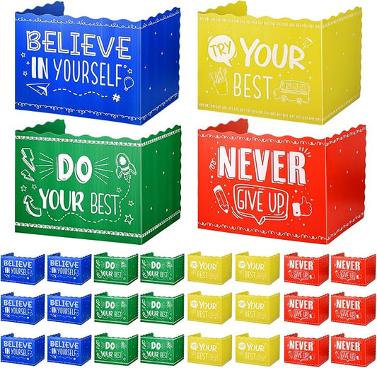24-Pcs Desk Dividers for Students, Durable Plastic Study Dividers, 4-Colors | Waterproof, Easy-to-Clean Plastic, Freestanding, Fold-Flat Privacy Folders for Classroom, Exam, Library, Office and School by WSICSE