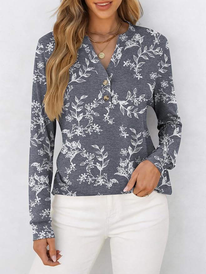 ANRABESS Women's Long Sleeve Shirts 2026 Spring Fashion Dressy Casual Tops Trendy Henley Blouses Cute Work Outfits Clothes - Image 3