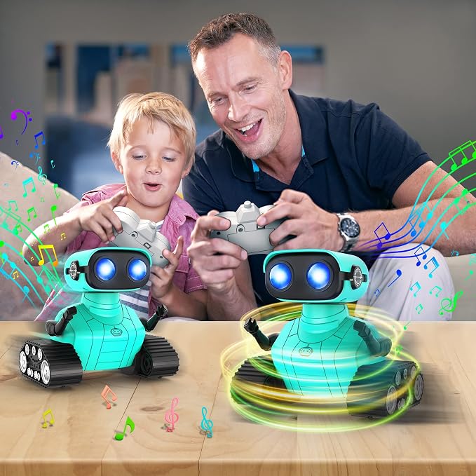 Hamourd Robot Toys - Kids Toys Rechargeable RC Robots, Remote Control Toy with Auto-Demonstration, Flexible Head & Arms, Dance Moves, Music, Shining LED Eyes, for Girls Boys - Image 6