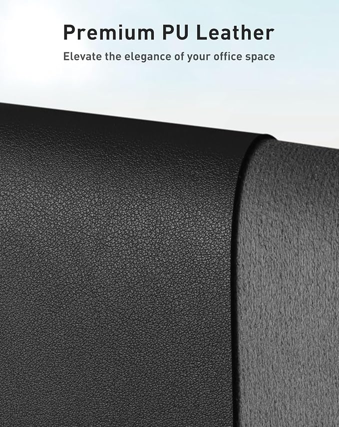 Aothia Faux Leather Desk Mat - Large Mouse Pad, Non-Slip PU Leather Blotter, Waterproof Writing Surface for Office and Home (Black, 63" x 17") - Image 2