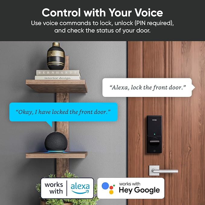 Wyze Palm Lock, Smart Door Lock with Palm Vein Recognition, Keyless Entry Smart Locks for Front Door, Keypad, Auto Lock, Dual Battery, Wi-Fi, Works with Alexa & Google, BHMA, IP53, Mechanical Key - Image 10