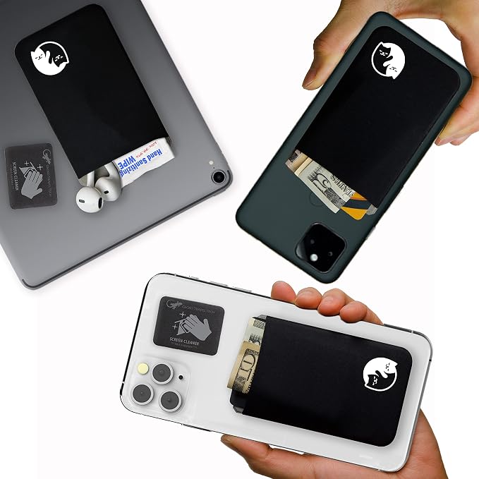 Phone Wallet - Adhesive Card Holder - Cell Phone Pouch - Stick on Lycra Pocket by Gecko - Carry Credit Cards and Cash - Image 2