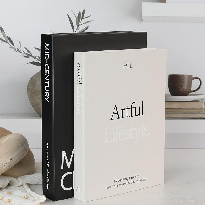 Aesthetic Decorative Books - Set of 2 Stylish Boxes Enhance Your Coffee Table, Bookshelf or Mantel Decor - Beautiful Fake/Faux Books for Modern Home Decoration, Photo Storage and as a Keepsake Box - Image 8