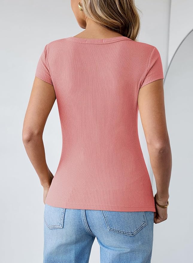Pink Queen Sexy Tops for Women Cutout Keyhole Neck Cap Sleeve Shirts Casual Summer Clothes 2026 Fashion - Image 7