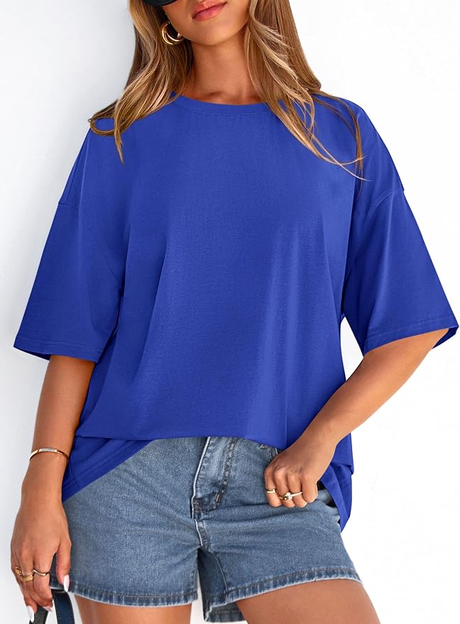 PRETTYGARDEN Womens 2026 Spring Going Out Tops Casual Short Sleeve Crewneck Loose Fit Basic Oversized T Shirts Summer Outfits - Image 2