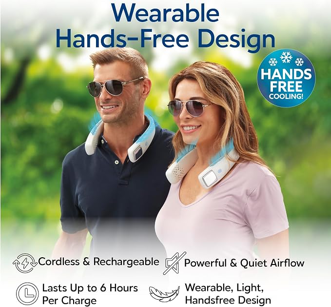 Arctic Air Freedom Personal Air Cooler - Portable 3-Speed Neck Fan, Hands-Free Wearable Design, Lightweight, Cordless And Rechargeable - Image 2
