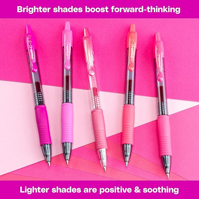 Pilot G2 Premium Gel Roller Pens, G2 Boost Pink Pens Pack, The Colors of Optimism, 8 Pack Pouch, Fine Point 0.7 mm, Assorted - Image 5