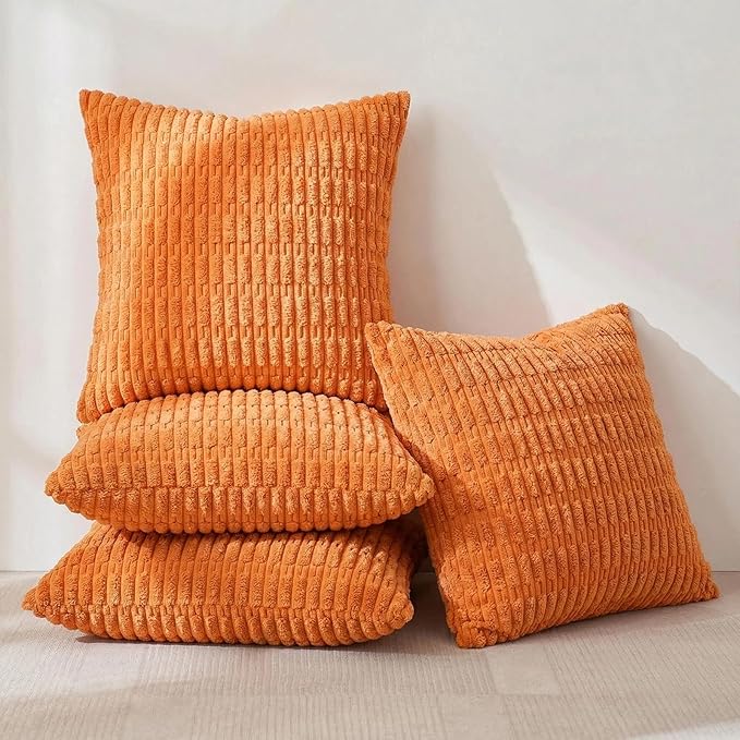 Fancy Homi 4 Packs Decorative Throw Pillow Covers for Living Room Couch Bed, Modern Farmhouse Boho Home Décor Accent Cushion Case, 26" x 26", Orange - Image 2