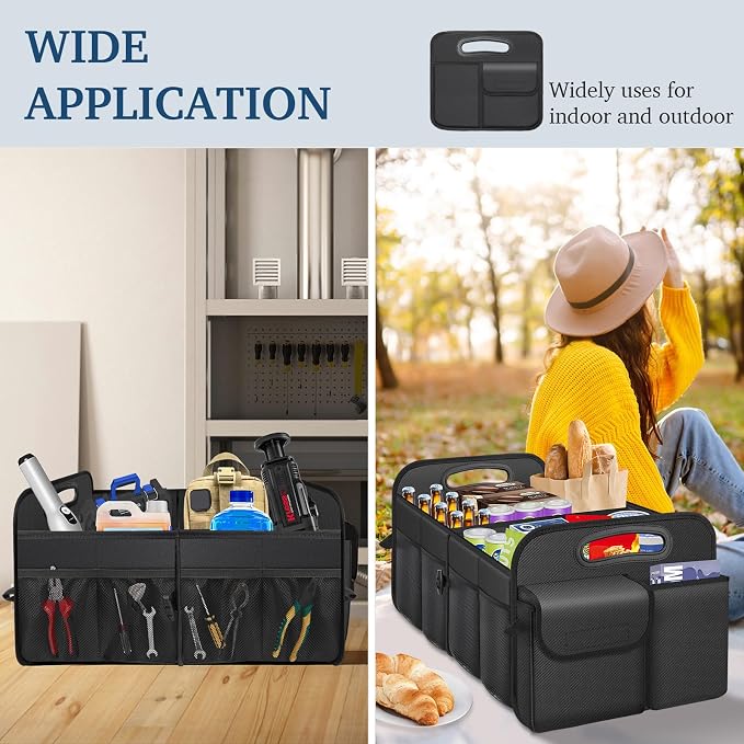 Femuar Car Trunk Organizer with Large Capacity Waterproof Car Accessories for Women & Men, Collapsible Trunk Organizer for Suv/Jeep/Sedan,Tools (Black, Standard) - Image 6