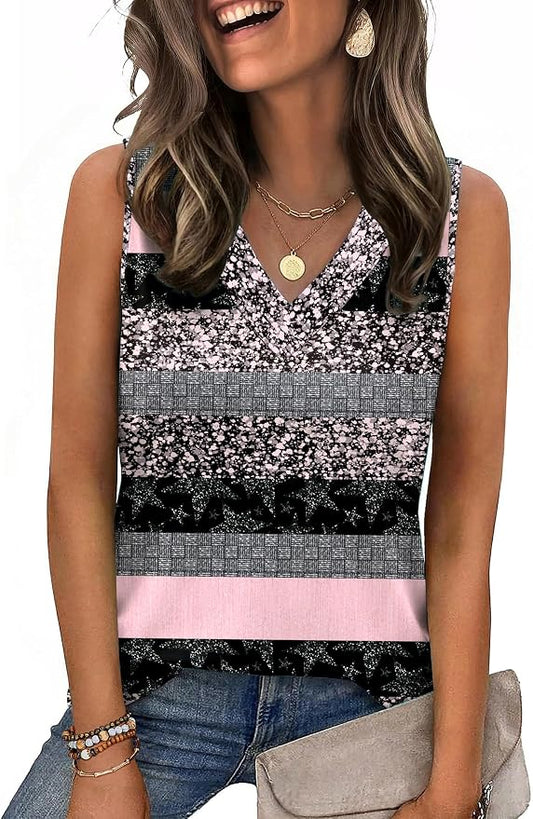 Zeagoo Tank Top for Women V Neck Loose Fit Sleeveless Summer Tops Business Casual Outfits Dressy Blouses Shirts by Zeagoo
