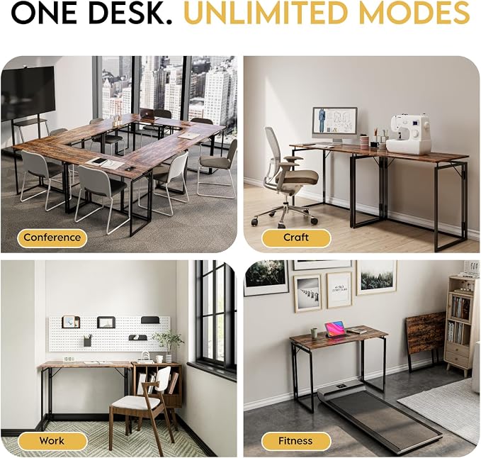 alawooder 39.4" Folding Desk: No Assembly, Wood Top for Small Spaces | 39.4 in dual-monitor workspace, holds 150 lbs, folds flat to 2.3 in, splash-proof top, home office or gaming - Image 7