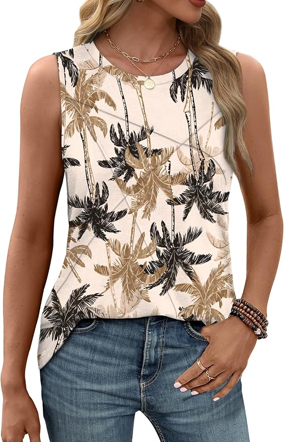 WIHOLL Women's Sleeveless Summer Crewneck Loose Fit Tank Tops - Image 2