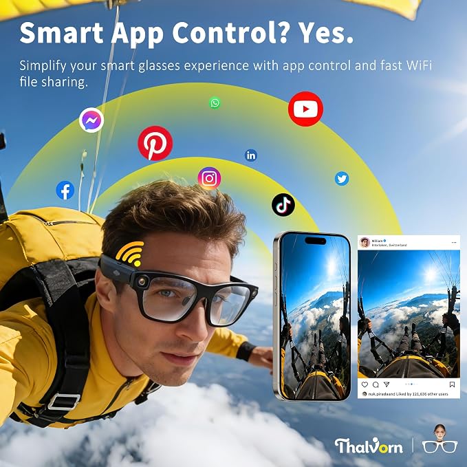 Innovative Smart Glasses,2026 Cutting-Edge AI HD Camera Glasses,AI Voice Assistant,Object Recognition,100+ Languages Real-time Translation,Support Video Photo Music Calling,Wearable Tech for Men Women - Image 7