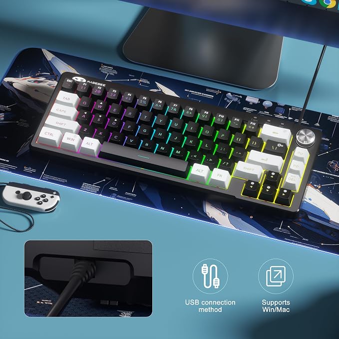 MageGee Mini 60% Gaming Keyboard, RGB Backlit 68 Key Ultra-Compact Keyboard, TS68 Ergonomic Waterproof Mechanical Feeling Office Computer Keyboards for PC, MAC, PS4, Xbox ONE Gamer - Image 3