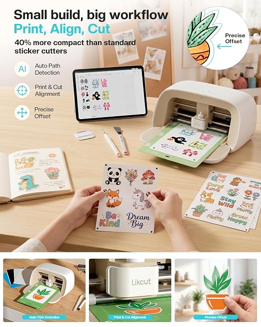 Likcut Vinyl Cutter Machine S501 - AI Smart Sticker Maker for Vinyl & Paper Crafts, AI Image Generation Portable Plotter DIY Cutting Machine for Craft & Party, Custom Stickers, Crafts for Adults - Image 4