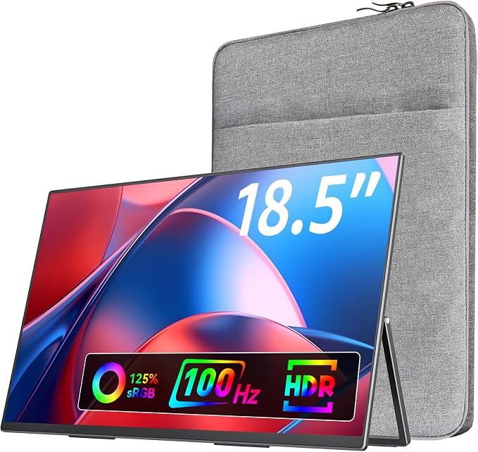 VisionOwl Portable Monitor for Laptop, IPS USB-C HDMI Travel Second Monitor for MacBook Pro Air, PC, PS5, Xbox, Portable Second Screen, Built-in Kickstand, Speakers, VESA Mountable, 18.5 Inch by Seethewholeworldclearly
