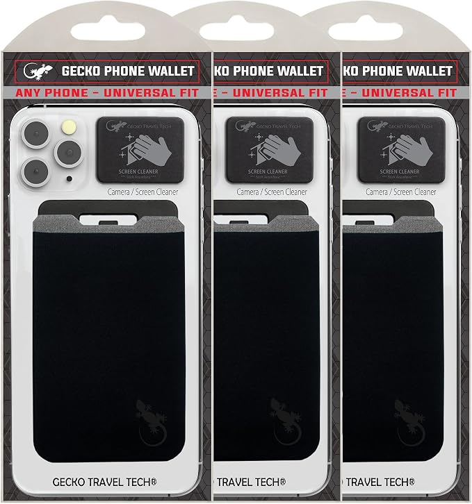 Phone Wallet - Adhesive Card Holder - Cell Phone Pouch - Stick on Lycra Pocket by Gecko - Carry Credit Cards and Cash - Image 2