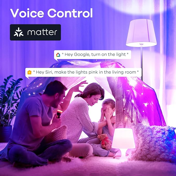 Linkind Matter Smart Light Bulb, Smart Bulbs Work with Apple Home, Siri, Alexa, Google, SmartThings, AiDot, LED RGBTW Color Changing Bulbs Music Sync, Dotis Ai, A19 E26 60W 800LM 2.4G WiFi, 4 Pack - Image 5
