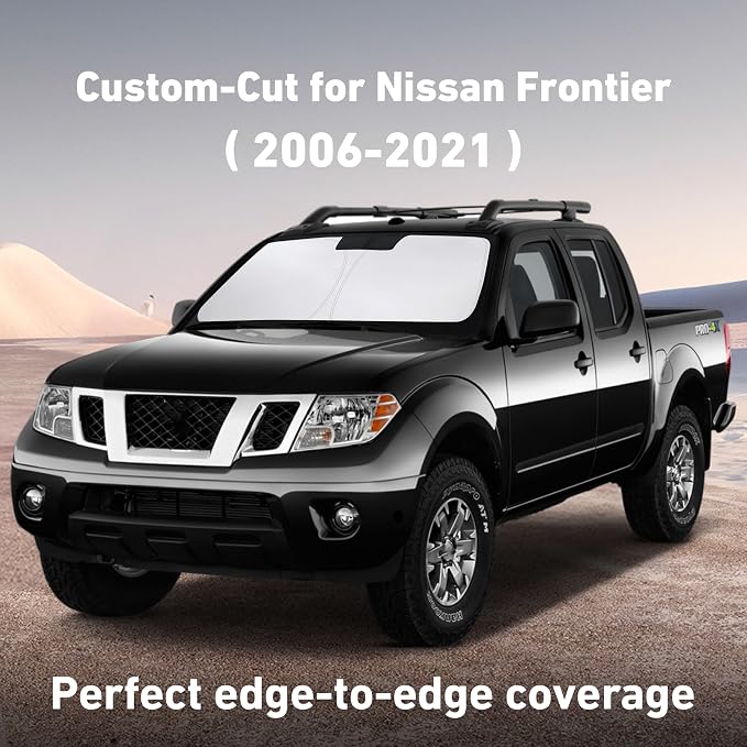 EcoNour Windshield Sunshade Compatible for Nissan Frontier 2006-2019 2020 2021, Sun Visor for Front Windshield & Window Sun Shade Cover, UV Heat Blocker & Protector, Car Accessories - Image 2
