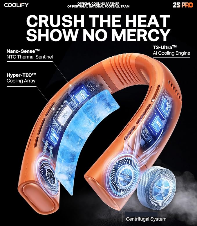 TORRAS COOLiFY 2026 Neck Air Conditioner 2S PRO, Ice-Feel Semiconductor Cooling Neck Cooler & Personal Air Conditioner for Golf,Travel & Music Festival, Premium Gifts for Father Men Women, Orange - Image 4