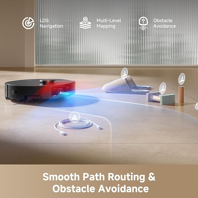dreame D20 Pro Plus Robot Vacuum and Mop, Detangling DuoBrush for Pet Hair | 13,000Pa Suction, Corner Cleaning, 150-Day Auto-Empty with 5L Dust Bag, LDS Navigation, 5,200mAh Battery, App & Voice Control - Image 7
