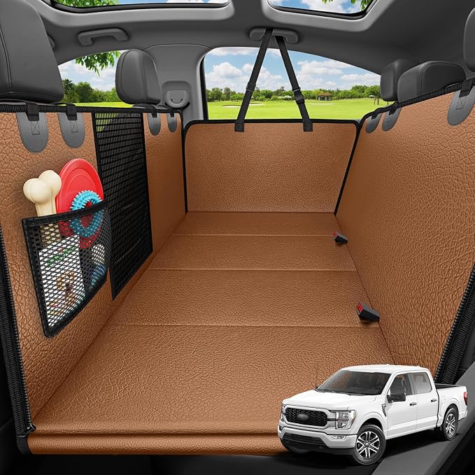 URPOWER Hard Bottom Dog Car Seat Cover for Pets 100% Waterproof Seat Cover Hammock 600D Heavy Duty Scratch Proof Nonslip Durable Soft Back Seat Covers for Full Size Trucks by URPOWER