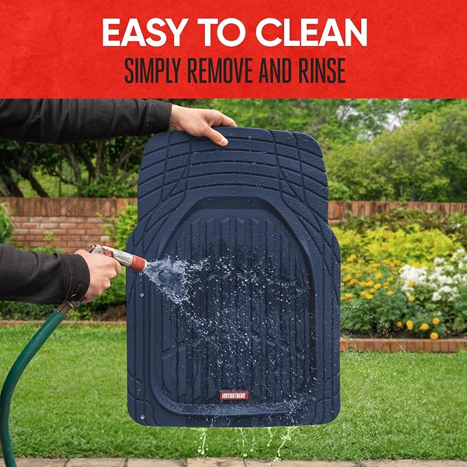 Motor Trend FlexTough Floor Mats for Cars, Blue Deep Dish All-Weather Car Mats, Waterproof Trim-to Fit Automotive Floor Mats for Cars Trucks SUV, Universal Floor Liner Car Accessories - Image 7