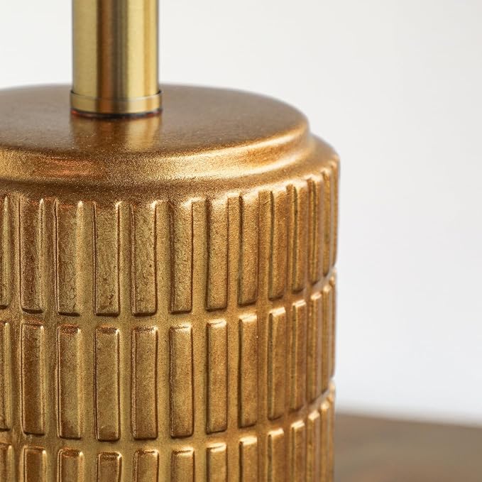 PoKat 23" Brass Gold Ceramic Table Lamps for Living Room, Retro Warm Gold Lamps for Night Stands, Vintage Bronze Decorative Lamps for Bedroom, Antique Gold Brown Nightstand Lamps for Home Decor - Image 2