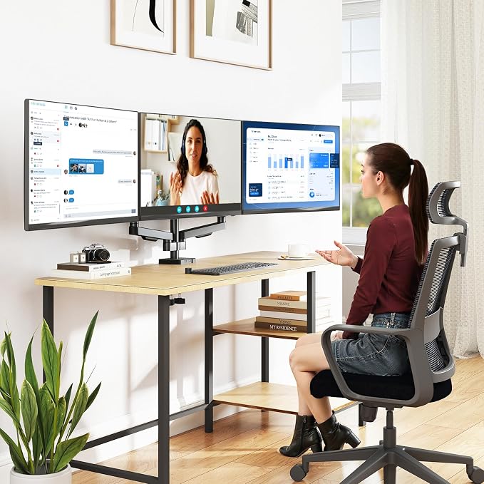 5Rcom Triple Monitor Mount Stand for 17-34 Inch Computer Screens | Gas Spring Full Motion Arms, Each Holds 22lbs, Compatible 75/100mm VESA Mount - Image 9