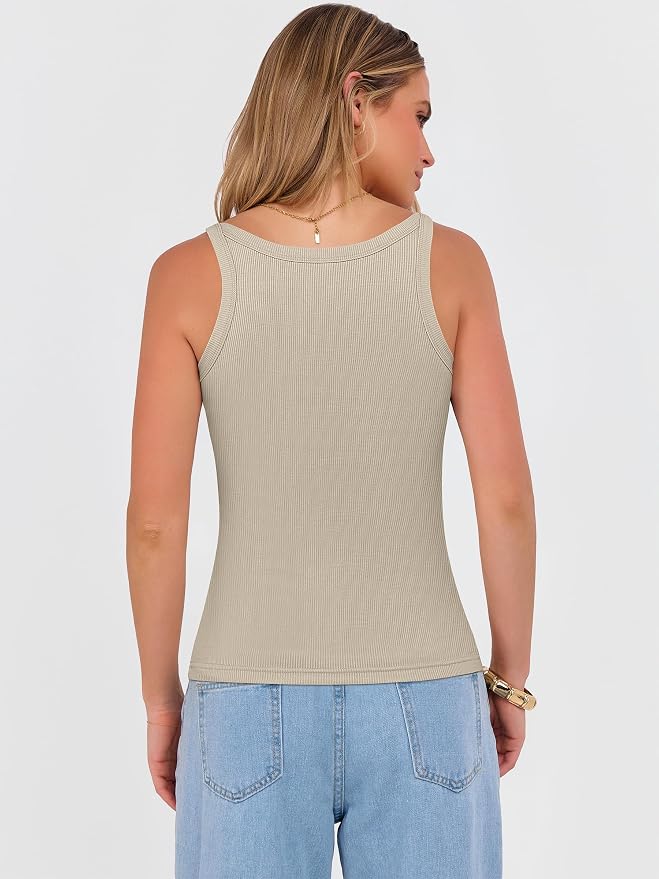 ANRABESS V Neck Tank Tops for Women Ribbed Knit Camisole 2026 Summer Casual Sleeveless Slim Fitted Basic Cami Shirts Clothes - Image 5