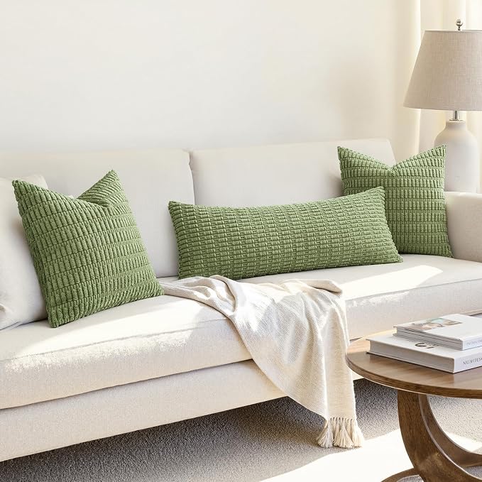MIULEE Pack of 1 Spring Sage Green Long Body Lumbar Decorative Throw Pillow Cover 14x36 Inch for Bed Couch Sofa Living Room Soft Boho Pillow Cover Modern Farmhouse Home Decor - Image 4