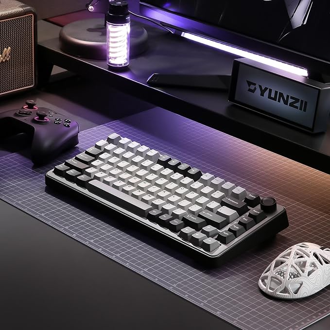 YUNZII B75 PRO 75% Wireless Mechanical Keyboard (Dark Grey,Milk Switch) | Hot Swap Keyboard with Knob, Gasket Mount, Creamy Pre-lubed Switch for Smooth Typing, BT/USB-C/2.4G, for Gaming - Image 9