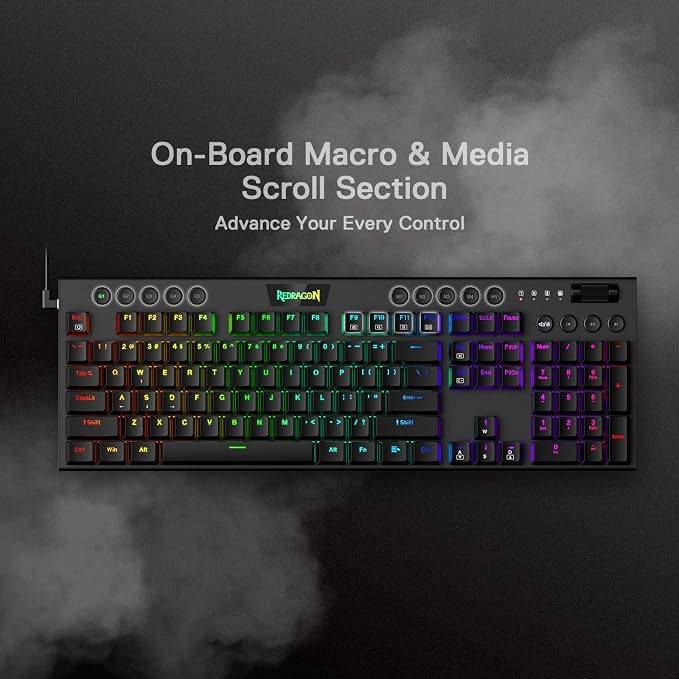 Redragon K619 Horus RGB Mechanical Keyboard, Ultra-Thin Designed Wired Gaming Keyboard w/Low Profile Keycaps, Dedicated Media Control & Linear Red Switch, Pro Software Supported - Image 6