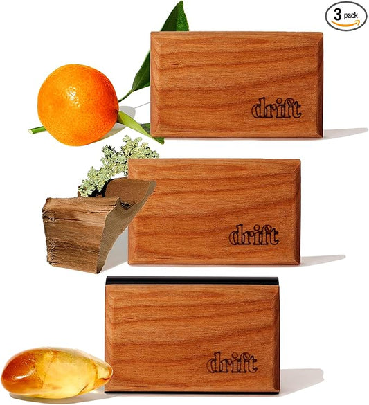 Drift Car Air Freshener - The Original Wood Air Freshener - Car Odor Eliminator - Long Lasting Scent - Metal Clip - Essential Oils - Clean Ingredients - Variety 3 Pack Starter Kit - CLIP INCLUDED by driftscents