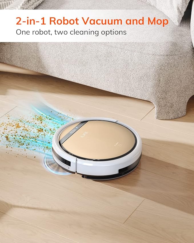 ILIFE V5s Plus Robot Vacuum and Mop Combo with Wi-Fi/App/Alexa, Automatic Self-Charging Robotic Vacuum Cleaner, Slim and Quiet, Cleans Hard Floors Carpets and Pet Hair (V5s Pro Upgrade Version) | Remote, App & Voice Control, Automatic Self-Charging, Sl... - Image 5
