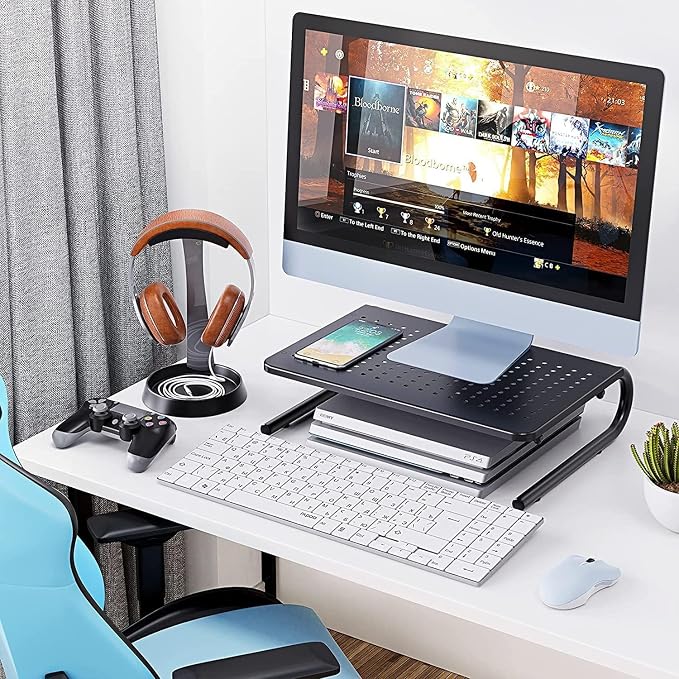 HUANUO Monitor Riser for Desk, Desk Organizer,Laptop Shelf w/Vented for Screen, Computer Stand for PC, Printer, for Home & Office - Image 6