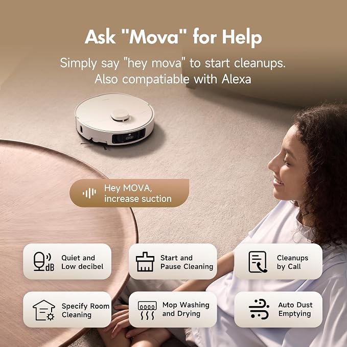 MOVA P10 Pro Ultra Robot Vacuum and Mop 13,000Pa Suction, 140°F Hot Water Auto Mop Washing & Drying, Dual Spinning Extenable Mop,10.5mm Lifting for Carpet, 360°Obstacle Avoidance, App Control - Image 6