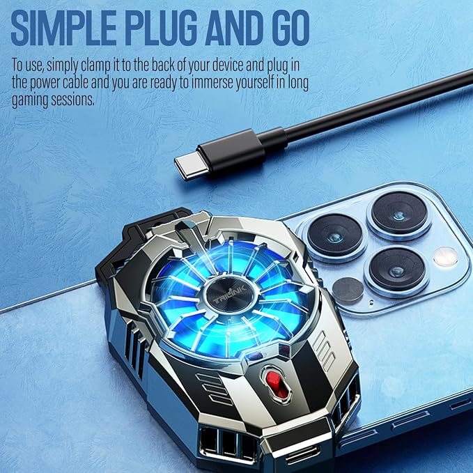 TRILINK Phone Cooler for Gaming, Universal Phone Cooling Fan with Two Cooling Modes, Mobile Phone Radiator Case for iPhone Android Smartphones from 4.5 to 7in, Cell Phone Cooler for Live Streaming - Image 6
