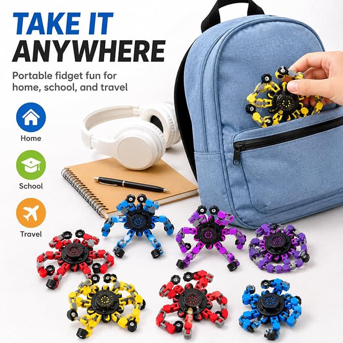 12PCS Transformable Fidget Spinner Toys for Kids and Adults | DIY Robot Chain Fidget Toys, Sensory Toys for Stress Relief, Party Favors, Classroom Rewards & Birthday Gifts - Image 7
