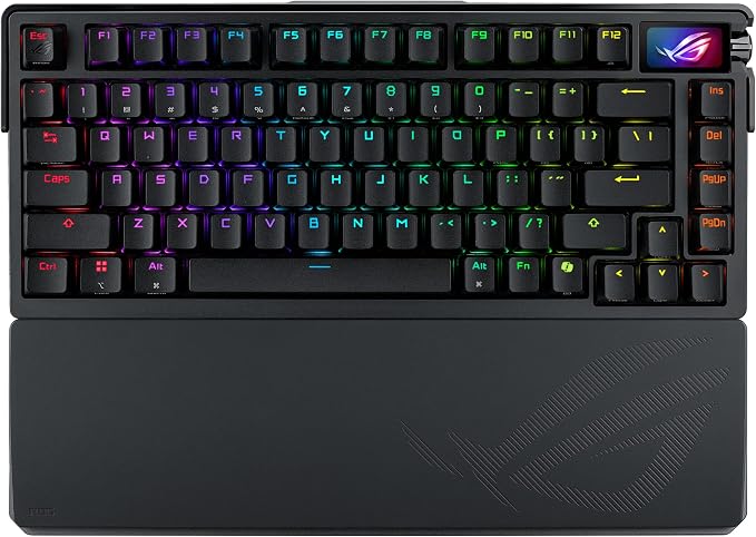 ASUS ROG Azoth Extreme Wireless Mechanical Gaming Keyboard – 75% TKL, ROG NX Snow Linear Switches, PBT Keycaps, Aluminum Chassis, Carbon Fiber, Gasket Mount, Color OLED Screen, PC/Mac Support - Black by Unknown
