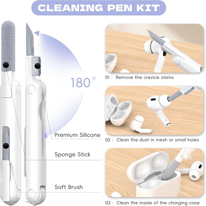 for Airpods Pro 2nd/1st Generation Case Cover, Compatible with Airpods Pro Case 2nd Gen USB C Charging Port, Clear Soft Transparent Military Grade Shockproof Case, Clear Purple - Image 4