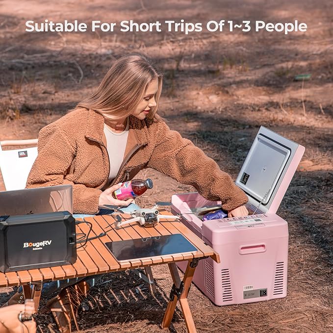 BougeRV Pink 23Quart Portable Refrigerator, 12 Volt Fridge 22L, Portable Freezer Compressor Cooler 12/24V DC 110~240 Volt AC for Truck Van RV Camper -8℉~50℉ - Image 5