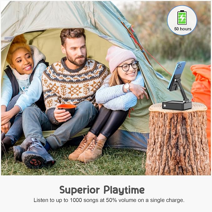 TechGlow Foldable Cellphone Stand with Bluetooth Speaker and Charging Function Birthday Gifts for Men Women Mother Father Boy Girl Teens Cool Tech Gadgets - Image 5
