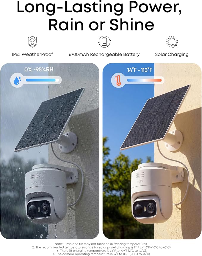 eufy Security eufyCam C37, Security Cameras Wireless Outdoor, 360° Pan & Tilt AI Tracking, 2K Solar Camera, Human/Pet/Vehicle Detection, Flexible Solar Panel, Color Night Vision, No Subscription - Image 8